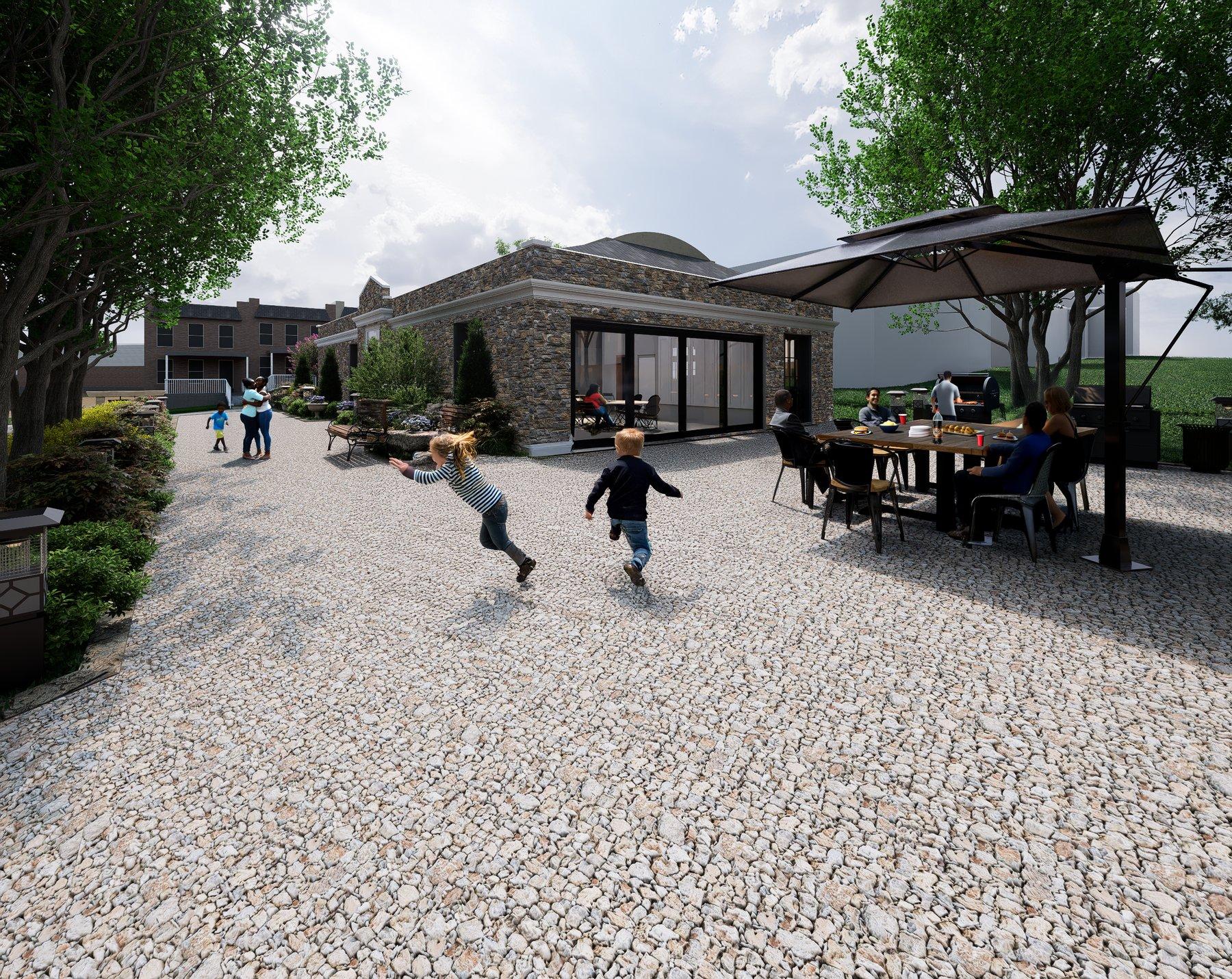Backyard gathering render