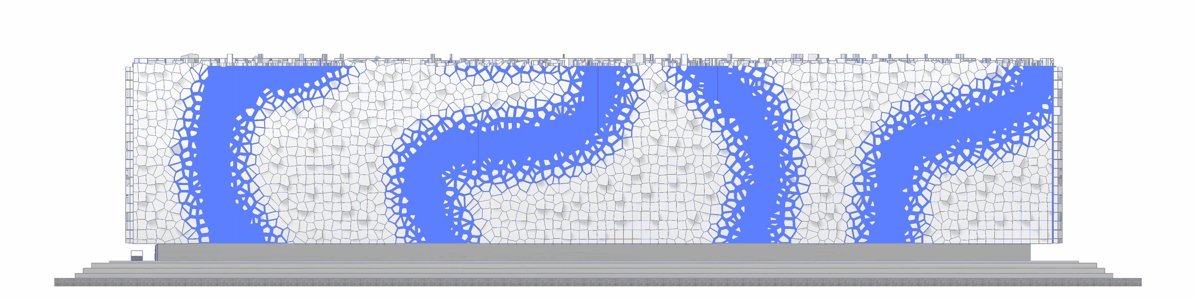 Movie theater elevation, Voronoi facade pattern