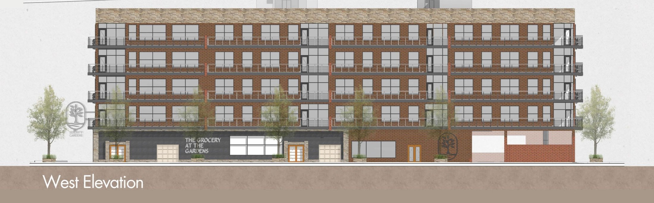 Condos and Grocery west elevation