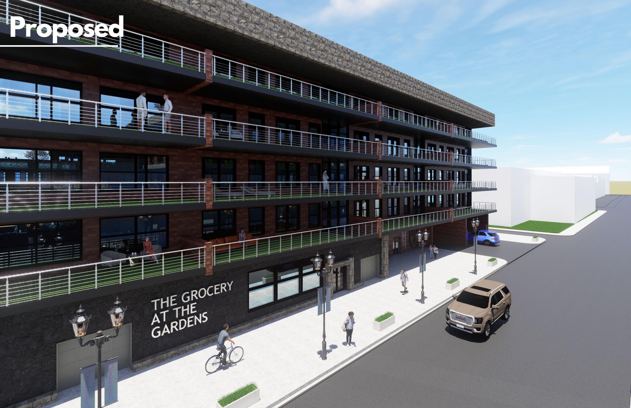 The Grocery at the Gardens, street-level render