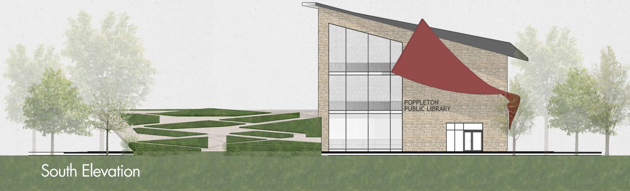 Poppleton Public Library south elevation